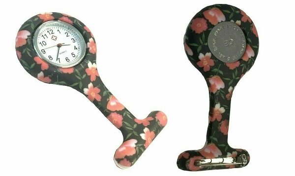 NURSE FOB WATCHES PRINTED PATTERN SILICONE BROOCH TUNIC WATCH